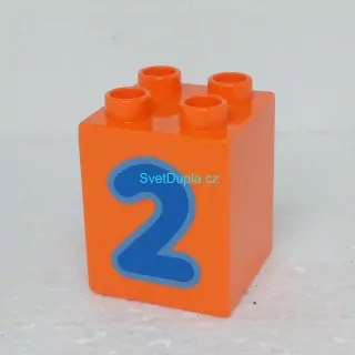 Lego® Duplo® Kostka 2x2x2 potisk číslo modré "2"