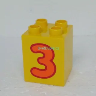 Lego® Duplo® Kostka 2x2x2 potisk číslo oranžové "3"