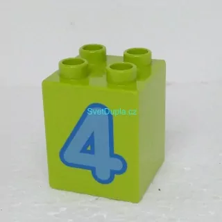 Lego® Duplo® Kostka 2x2x2 potisk číslo modré "4"