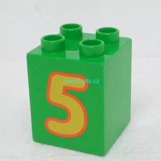 Lego® Duplo® Kostka 2x2x2 potisk číslo žluté "5"