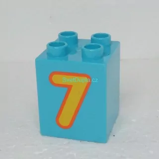 Lego® Duplo® Kostka 2x2x2 potisk číslo žluté "7"
