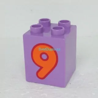 Lego® Duplo® Kostka 2x2x2 potisk číslo oranžové "9"