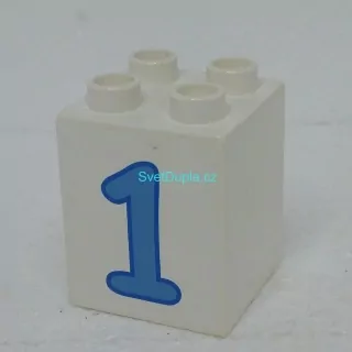 Lego® Duplo® Kostka 2x2x2 potisk číslo modré "1"
