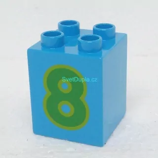 Lego® Duplo® Kostka 2x2x2 potisk číslo zelené "8"