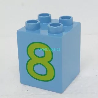 Lego® Duplo® Kostka 2x2x2 potisk číslo zelené "8"