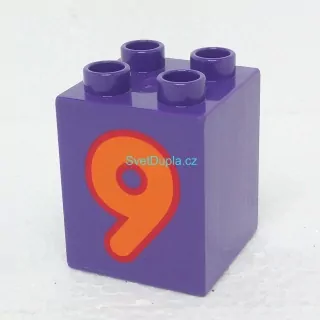 Lego® Duplo® Kostka 2x2x2 potisk číslo oranžové "9"