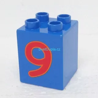 Lego® Duplo® Kostka 2x2x2 potisk číslo červená "9"