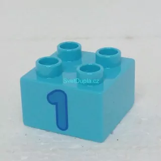 Lego® Duplo® Kostka 2x2 potisk modré číslo "1"