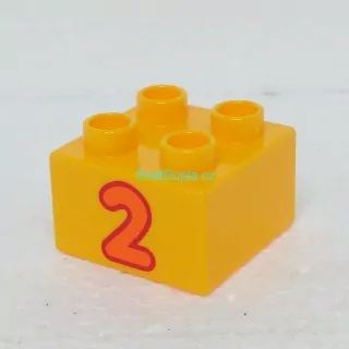 Lego® Duplo® Kostka 2x2 potisk oranžové číslo "2"