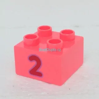 Lego® Duplo® Kostka 2x2 potisk červené číslo "2"