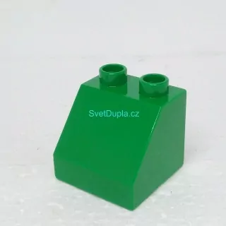 Lego® Duplo® Kostka 2x2 zkosená tmavě zelená