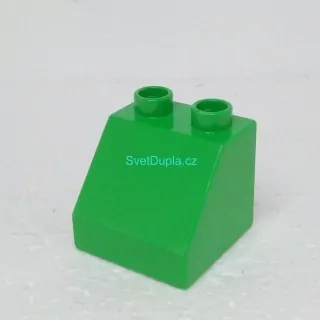 Lego® Duplo® Kostka 2x2 zkosená zelená