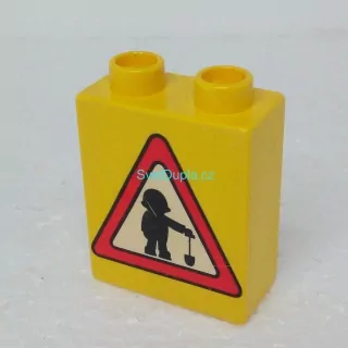 Lego® Duplo® Kostka 1x2x2 potisk značka práce na silnici