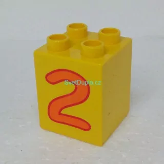 Lego® Duplo® Kostka 2x2x2 potisk číslo oranžové "2"