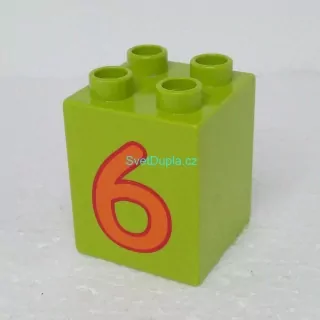 Lego® Duplo® Kostka 2x2x2 potisk číslo oranžové "6"