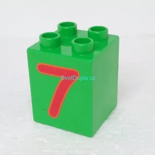 Lego® Duplo® Kostka 2x2x2 potisk číslo červené "7"