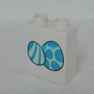 Lego® Duplo® Kostka 1x2x2 potisk vejce, blesk oboustranná