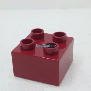 Lego® Duplo® Kostka 2x2 tmavě červená
