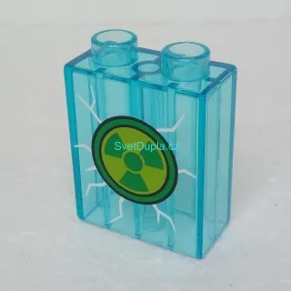 Lego® Duplo® Kostka 1x2x2 průhledná, potisk radiace