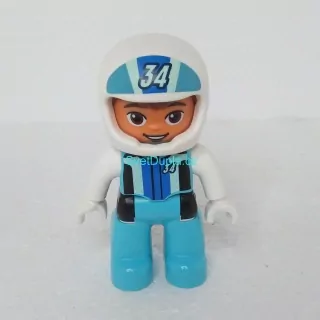 Lego® Duplo® Panáček Muž Závodník Bílá Helma "34"
