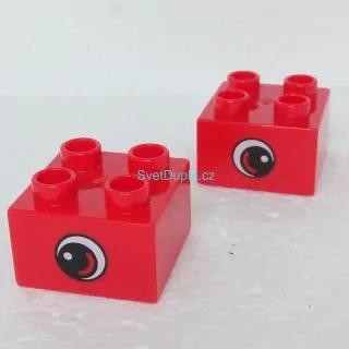 Lego® Duplo® Kostka 2x2 potisk oko, oboustranná červená