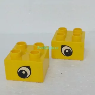 Lego® Duplo® Kostka 2x2 potisk oko, oboustranná žlutá