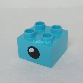 Lego® Duplo® Kostka 2x2 potisk oko, oboustranná modrá