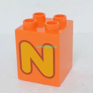 Lego® Duplo® Kostka 2x2x2 potisk písmeno N