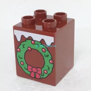 Lego® Duplo® Kostka 2x2x2 potisk vánoční věnec