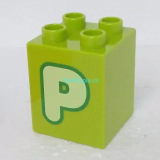 Lego® Duplo® Kostka 2x2x2 potisk písmeno P