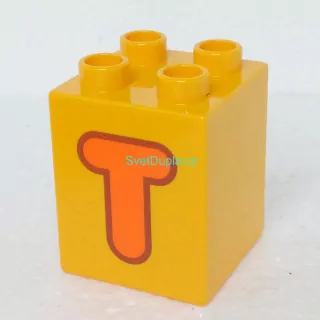 Lego® Duplo® Kostka 2x2x2 potisk písmeno T