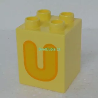 Lego® Duplo® Kostka 2x2x2 potisk písmeno U