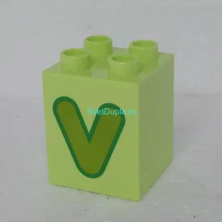 Lego® Duplo® Kostka 2x2x2 potisk písmeno V