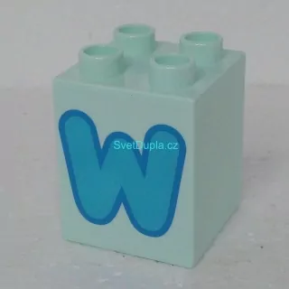 Lego® Duplo® Kostka 2x2x2 potisk písmeno W