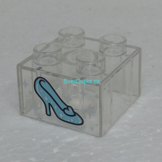 Lego® Duplo® Kostka 2x2 průhledná potisk střevíček